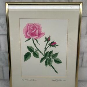Framed Pink Rose Botanical Print
